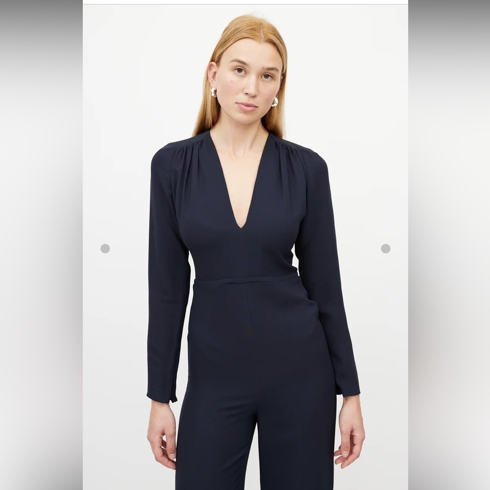 Stella McCartneyRotal Blue V-Neck Wide Leg Jumpsuit - Picture 3 of 14